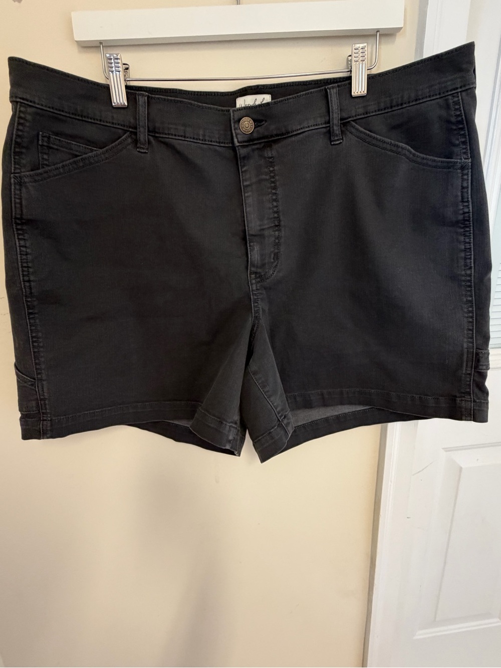 Women's Grey High Waisted Cotton Blend Shorts